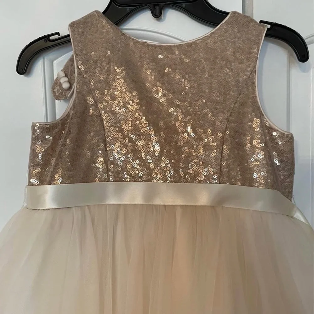 David’s Bridal Elegant Gold and Cream Kids Dress - Picture 3 of 4